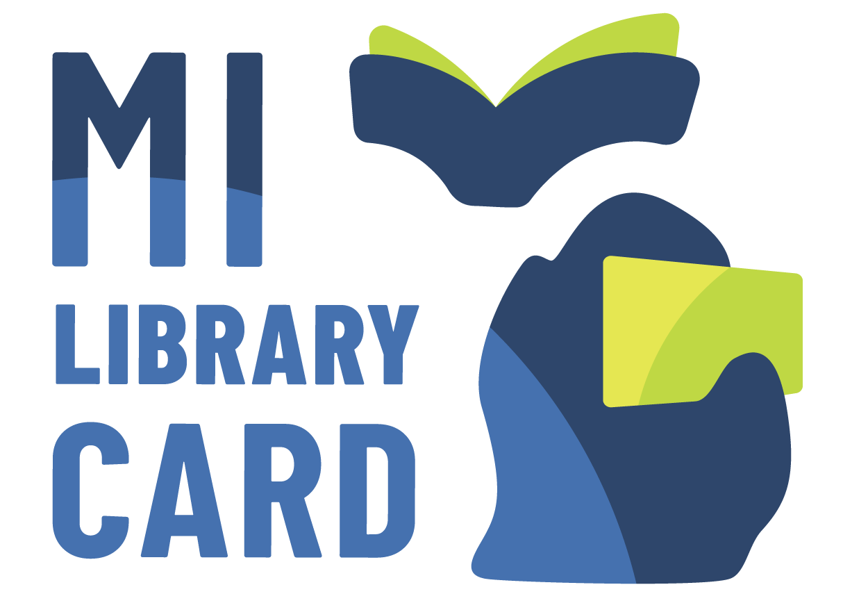 Click this Image of a pile of Books to Visit the MI Library Card Site